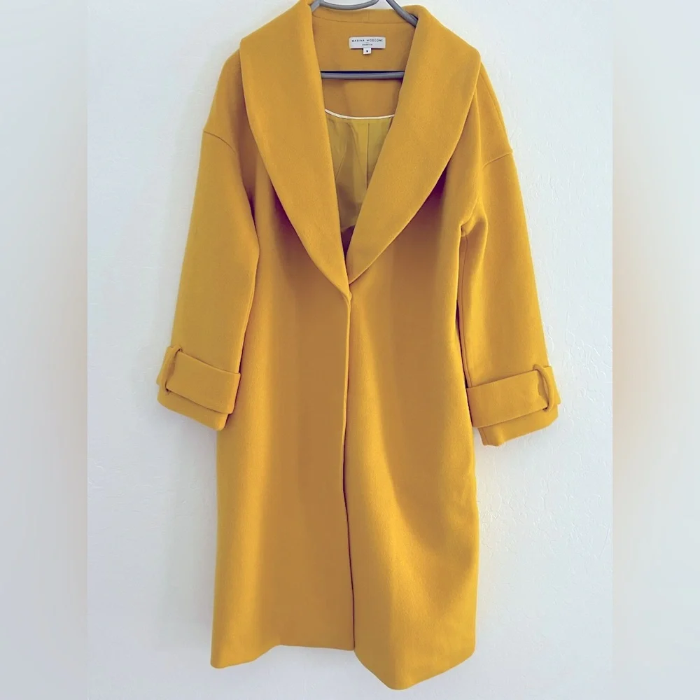 NWOT Marina Moscone × RTR Yellow Wool Blend Cocoon Coat - Picture 8 of 12